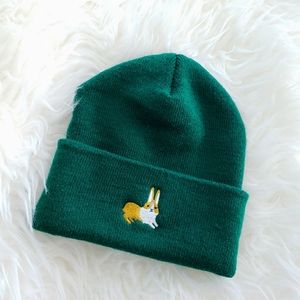 Evergreen Embroidered Bunny Toque Beanie